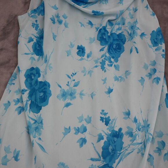 Esmeralda Dress Womens 3X Blue Hi Low One Shoulder Plus Size Blue Floral - Picture 5 of 16